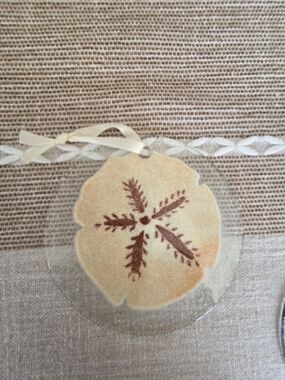 FOLIO- Handpainted Glass Sand Dollar Ornament - Cream